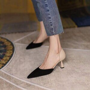 Chic Black and Cream Women's Heels